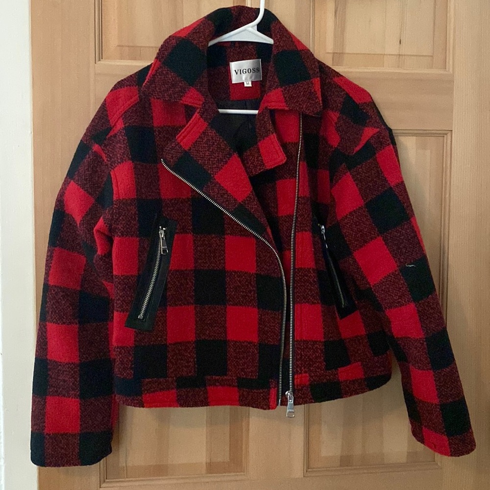 Buffalo Check Motorcycle Jacket - Vigoss - Size Medium